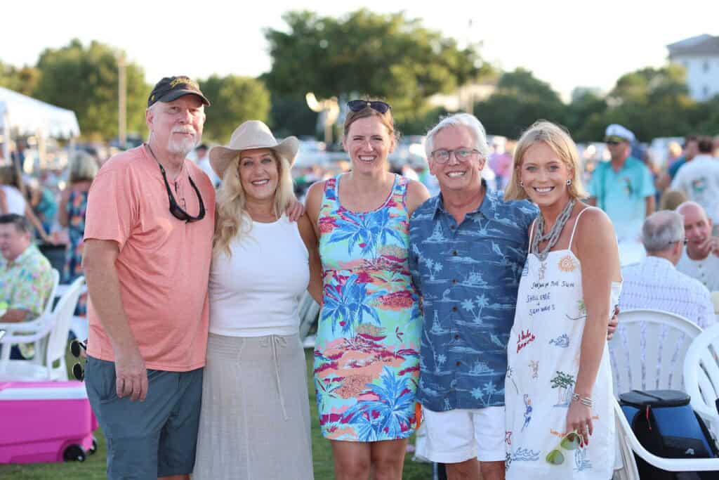Russ Pangratz, Lorraine Sheridan, Emily Compeau, Jeff & Maggie Watson at the 2026 Concerts in the Village Featuring A1A - The Official Jimmy Buffet Tribute Band in Destin, FL.